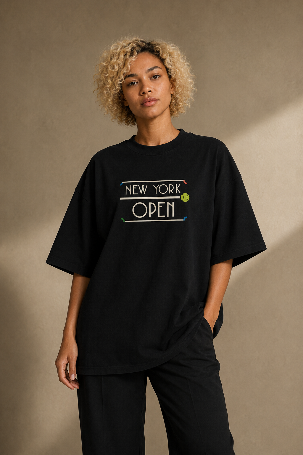 T-shirt New York Tennis Monumental 36. design textile unisexe [color:black] [view:front]
