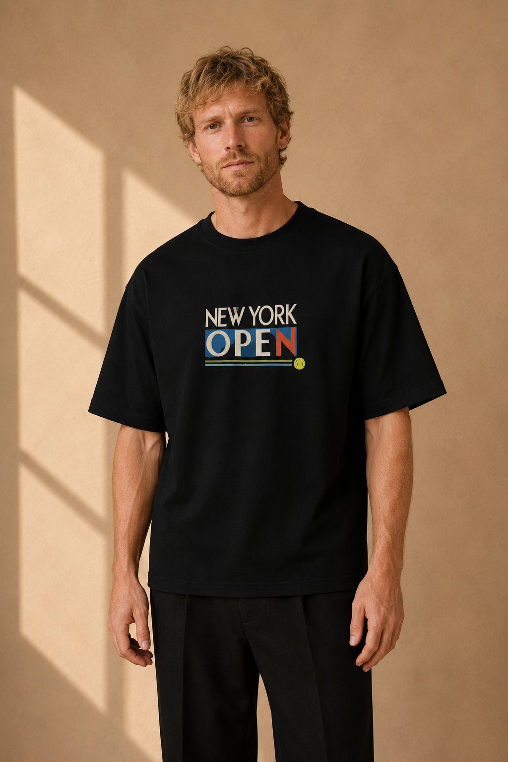 T-shirt New York Tennis Monumental 29. design textile unisexe [color:black] [view:front]