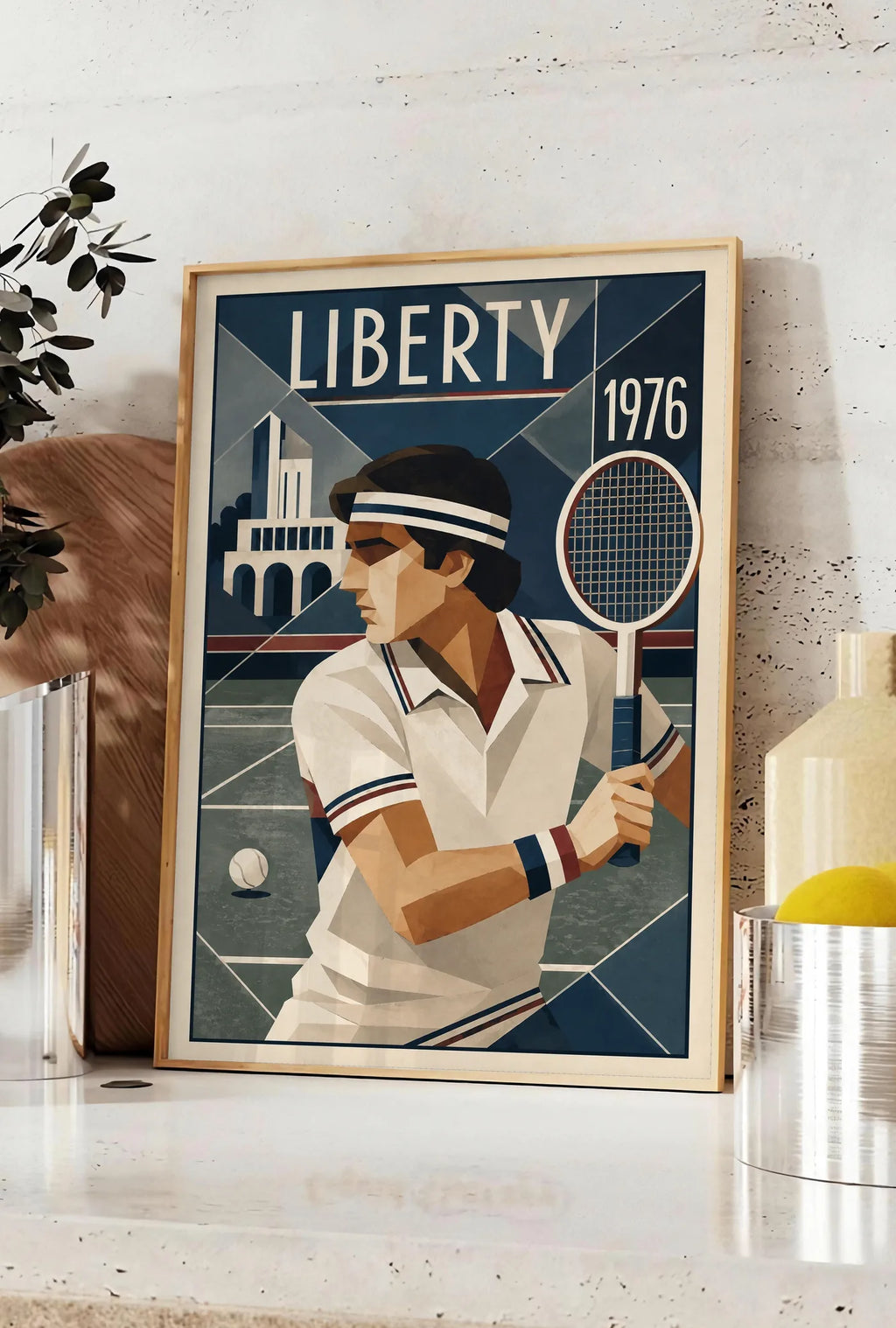 Affiche New York Tennis Liberty Tennis 1976 Har-Tru prêt, affiche Art déco de tennis new-yorkaise