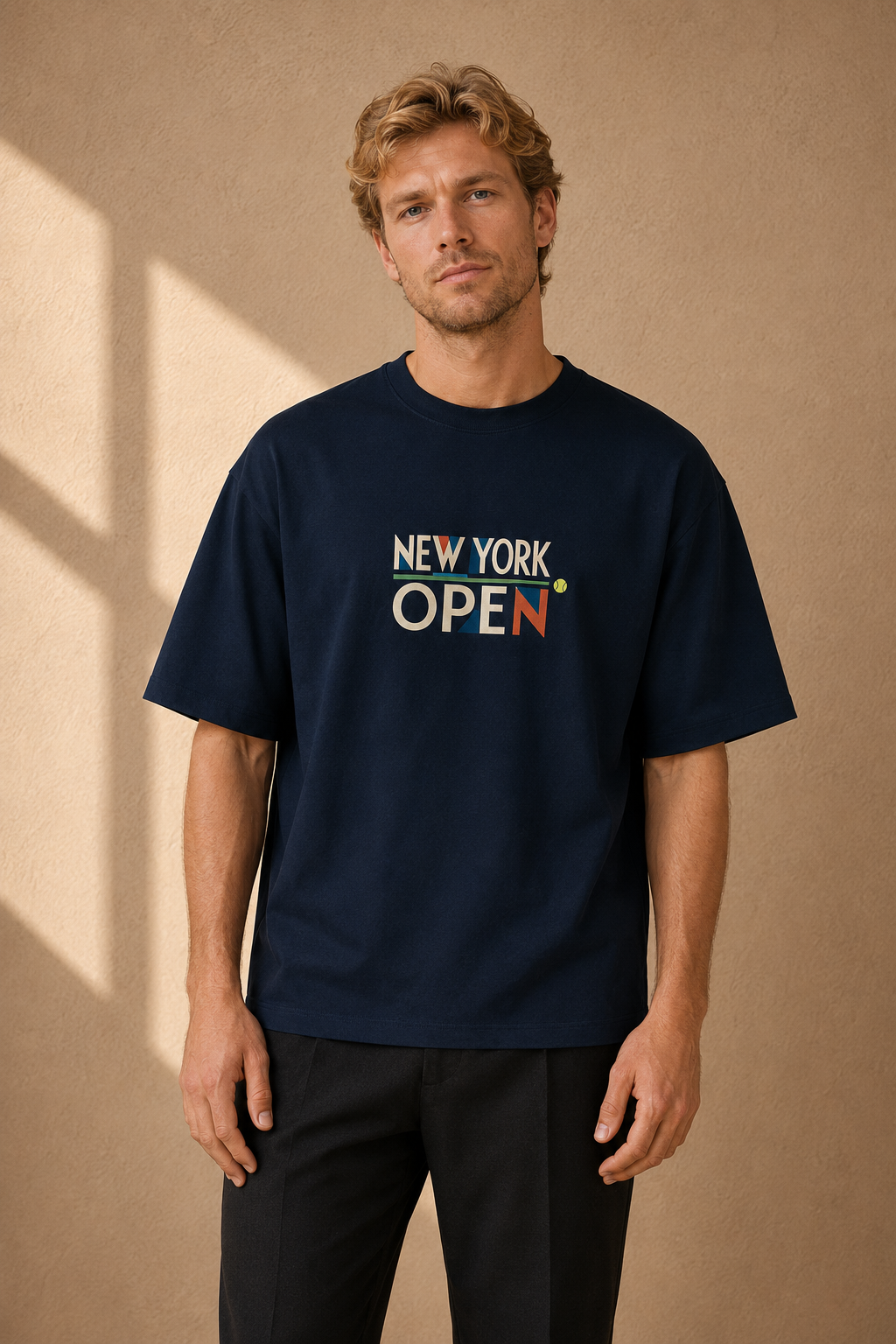 T-shirt New York Tennis Monumental 20. design textile unisexe [color:navy] [view:front]