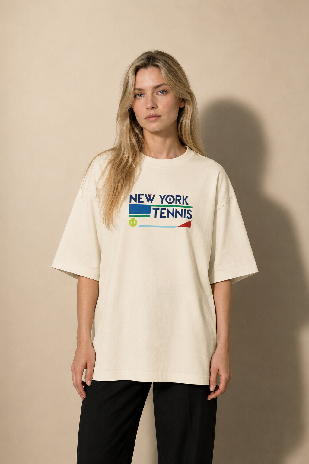 T-shirt New York Tennis Monumental 35. design textile unisexe [color:natural] [view:front]