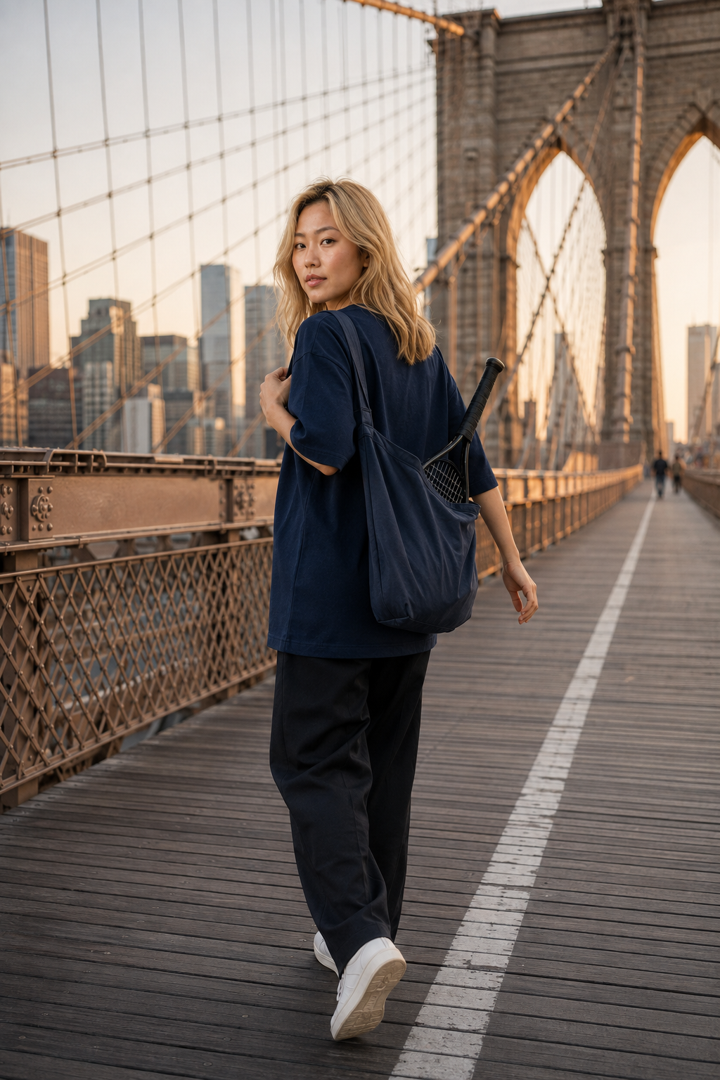 T-shirt New York Tennis Diagonale cinétique 31. design textile unisexe [color:navy] [view:front]