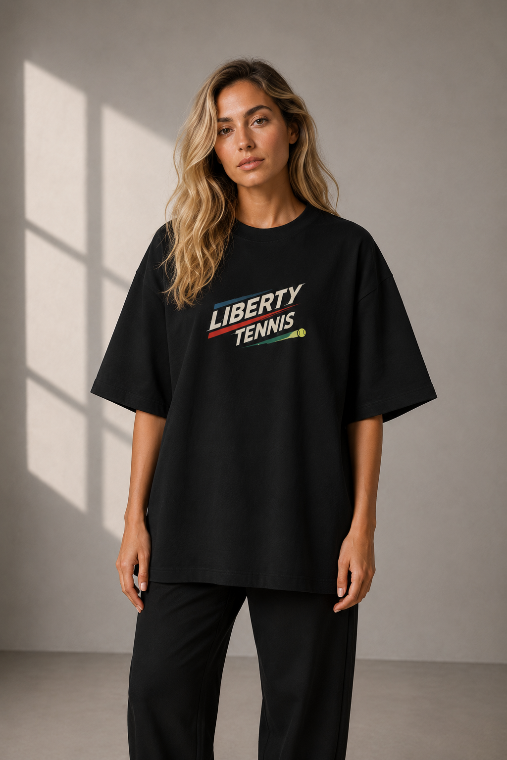 T-shirt New York Tennis Diagonale cinétique 31. design textile unisexe [color:black] [view:front]