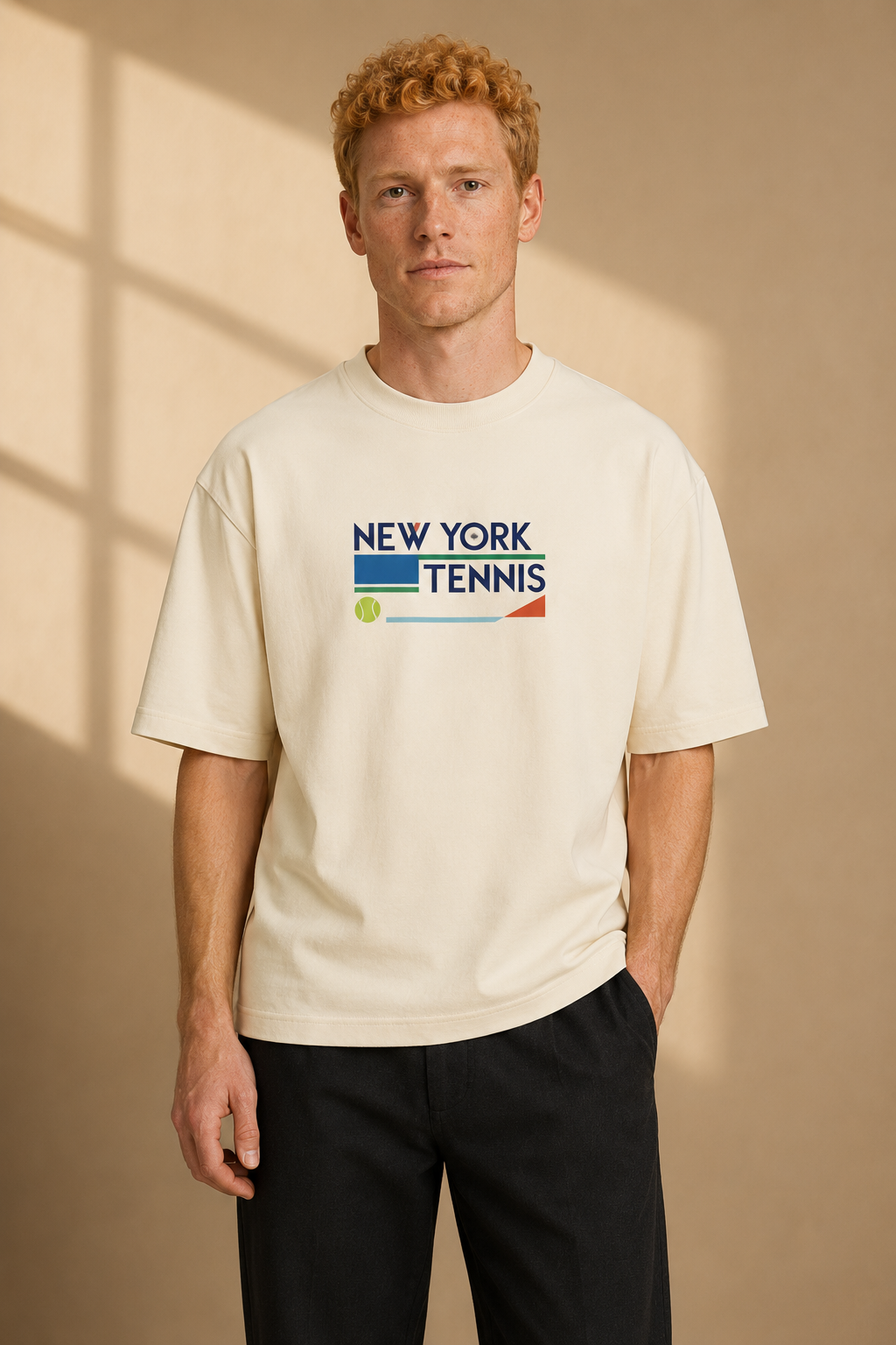 T-shirt New York Tennis Monumental 35. design textile unisexe [color:natural] [view:front]