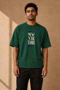 T-shirt New York Tennis Typographie compacte 22. design textile unisexe [color:green] [view:front]
