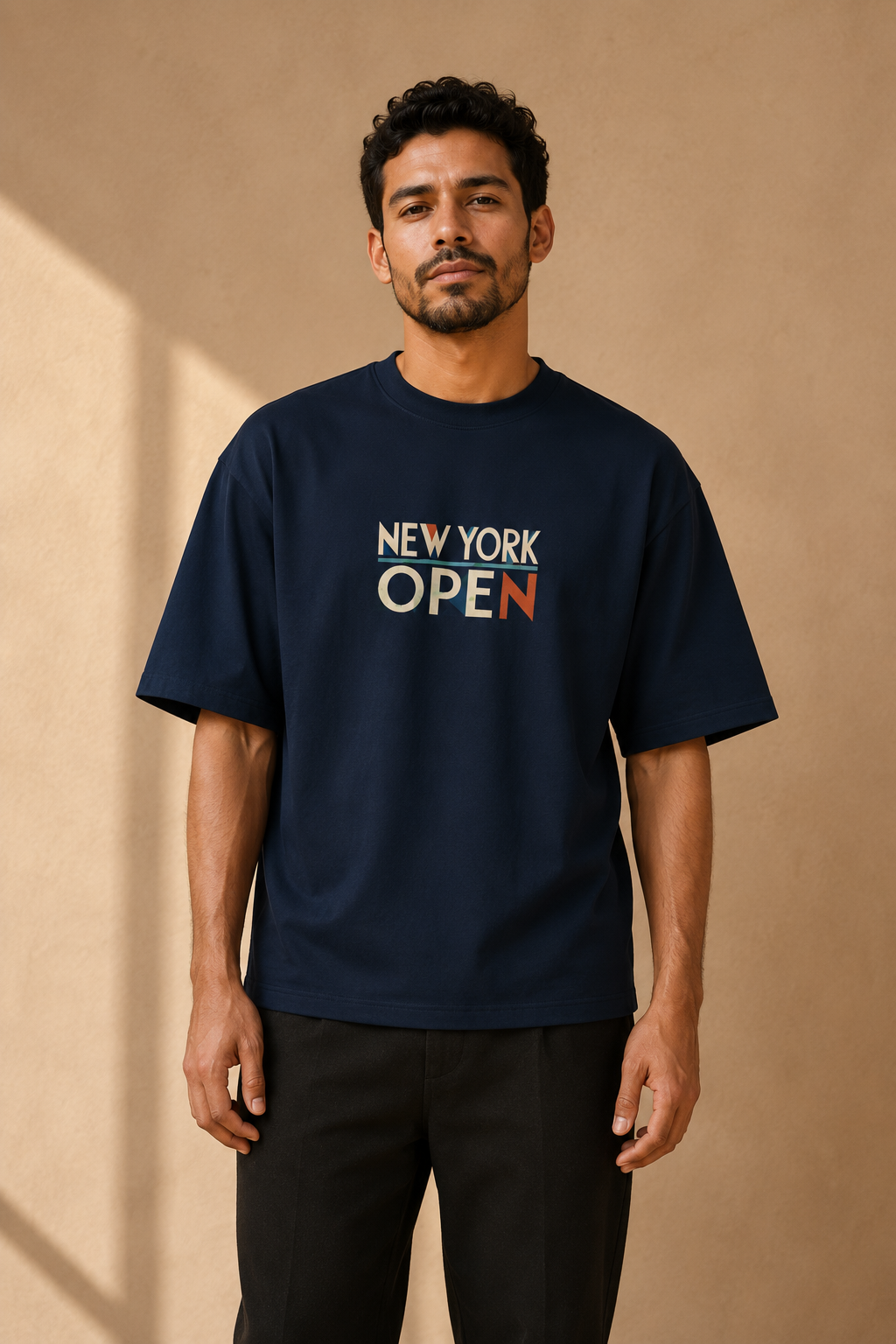 T-shirt New York Tennis Monumental 47. design textile unisexe [color:navy] [view:front]