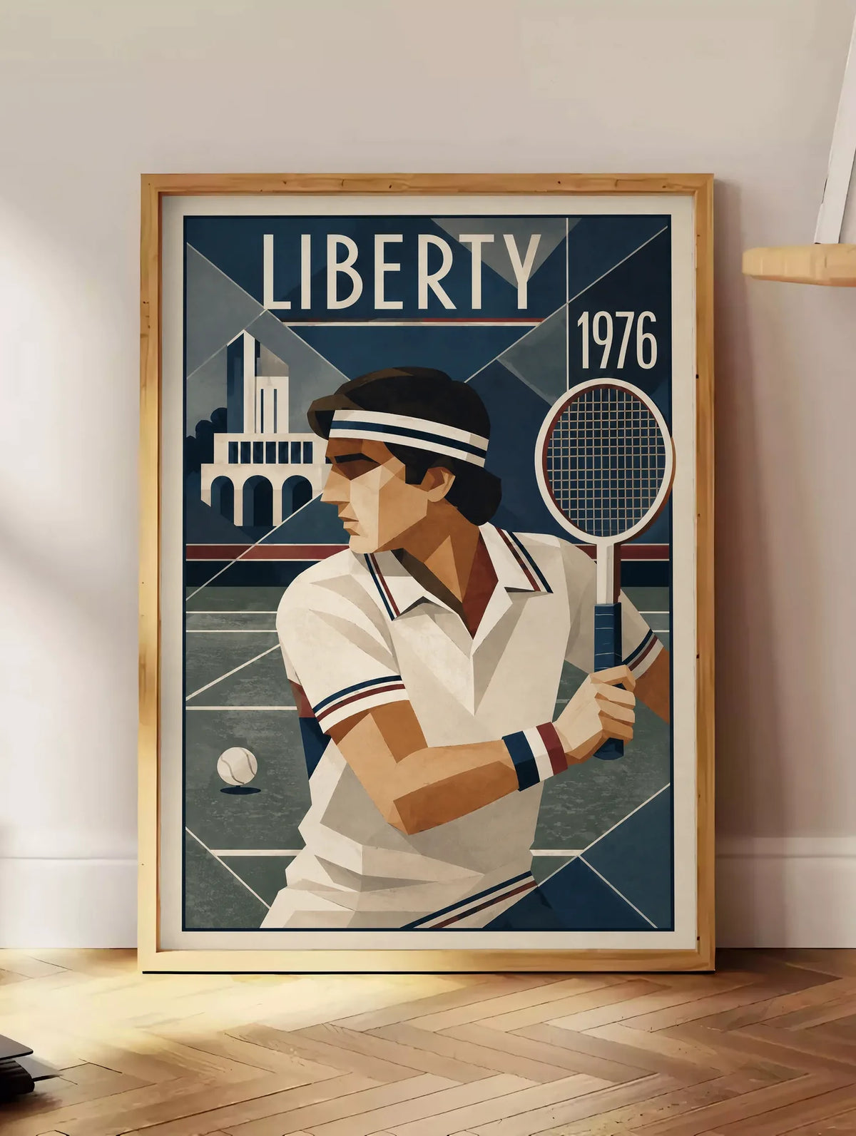 Affiche New York Tennis Liberty Tennis 1976 Har-Tru prêt, affiche Art déco de tennis new-yorkaise