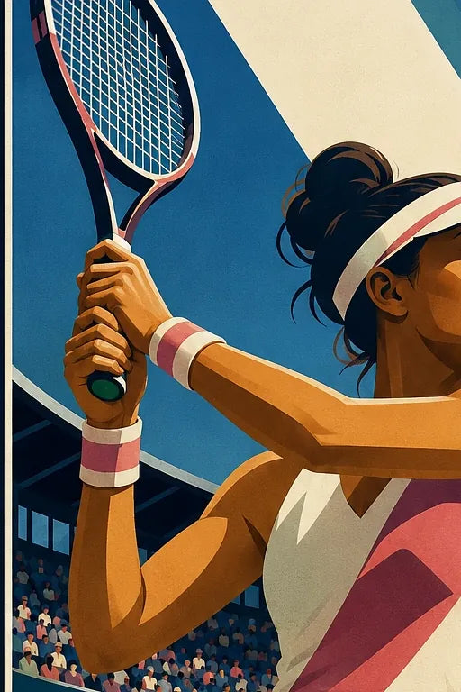 Affiche New York Tennis Tennis Female revers à deux mains Finish, affiche Art déco de tennis new-yorkaise