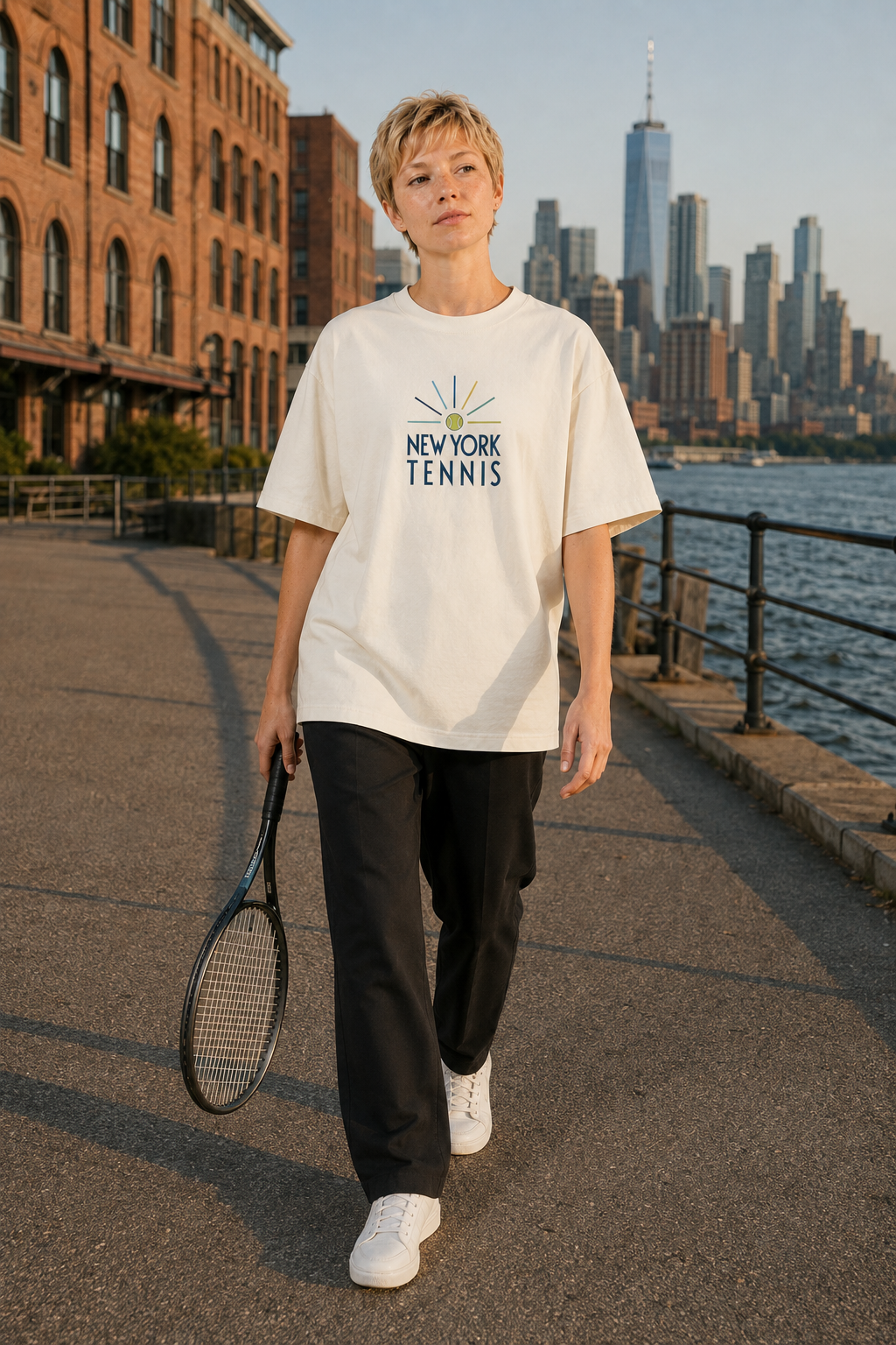 T-shirt New York Tennis Monumental 32. design textile unisexe [color:natural] [view:front]