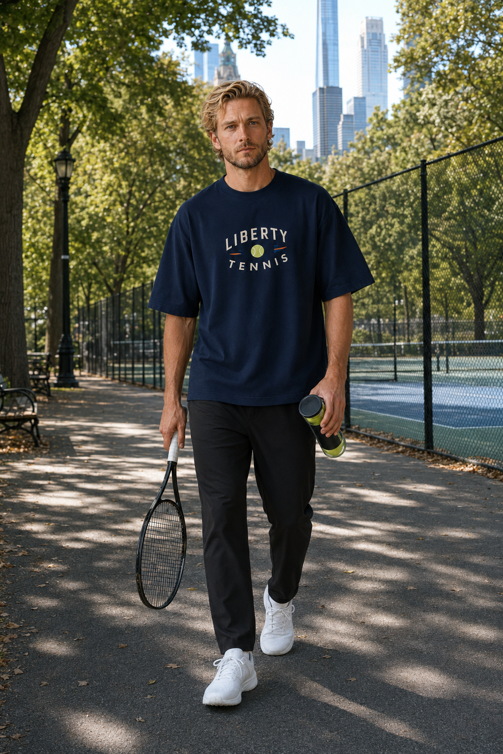 T-shirt New York Tennis Monumental 34. design textile unisexe [color:navy] [view:front]