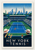 Affiche New York Tennis Stadium Femme Sprint volée, affiche Art déco de tennis new-yorkaise