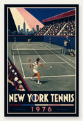 Affiche New York Tennis New York Tennis 1976 Har-Tru vue latérale View, affiche Art déco de tennis new-yorkaise