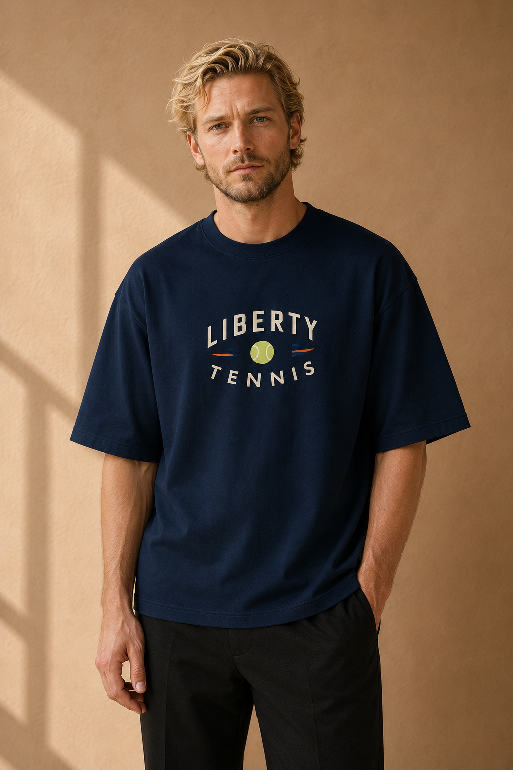 T-shirt New York Tennis Monumental 34. design textile unisexe [color:navy] [view:front]