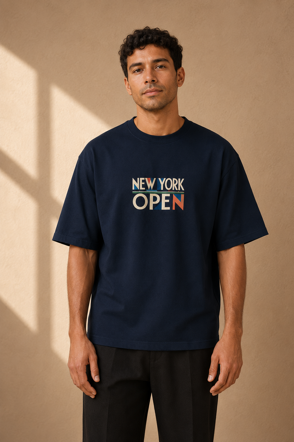 T-shirt New York Tennis Monumental 20. design textile unisexe [color:navy] [view:front]