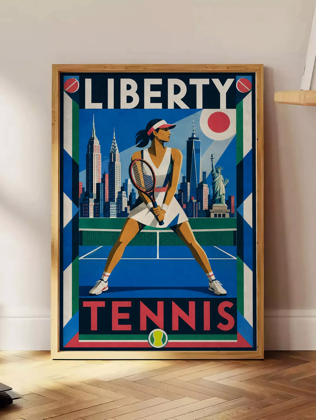 Affiche New York Tennis New York Tennis Femme prêt Pose, affiche Art déco de tennis new-yorkaise