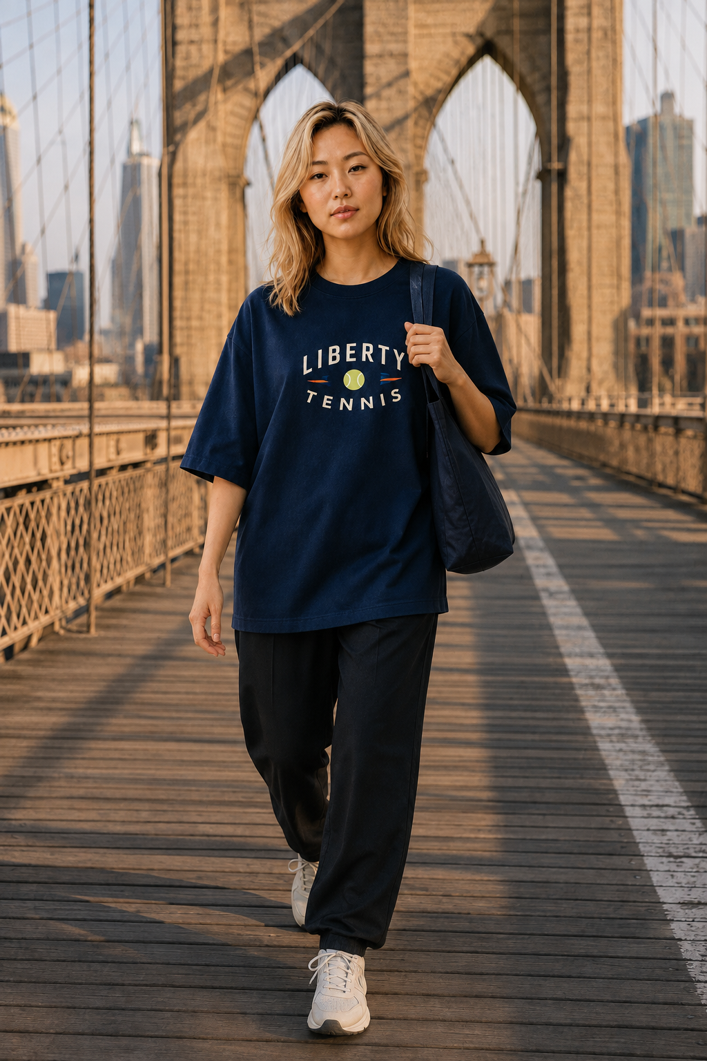 T-shirt New York Tennis Monumental 34. design textile unisexe [color:navy] [view:front]