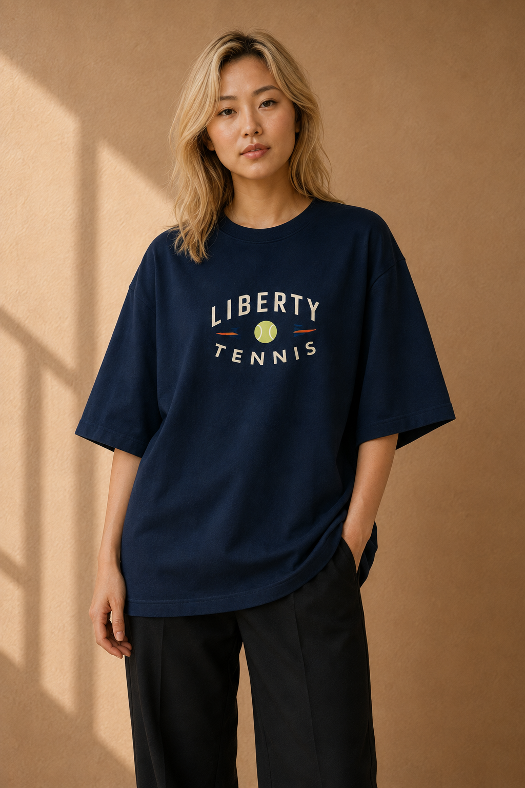 T-shirt New York Tennis Monumental 34. design textile unisexe [color:navy] [view:front]