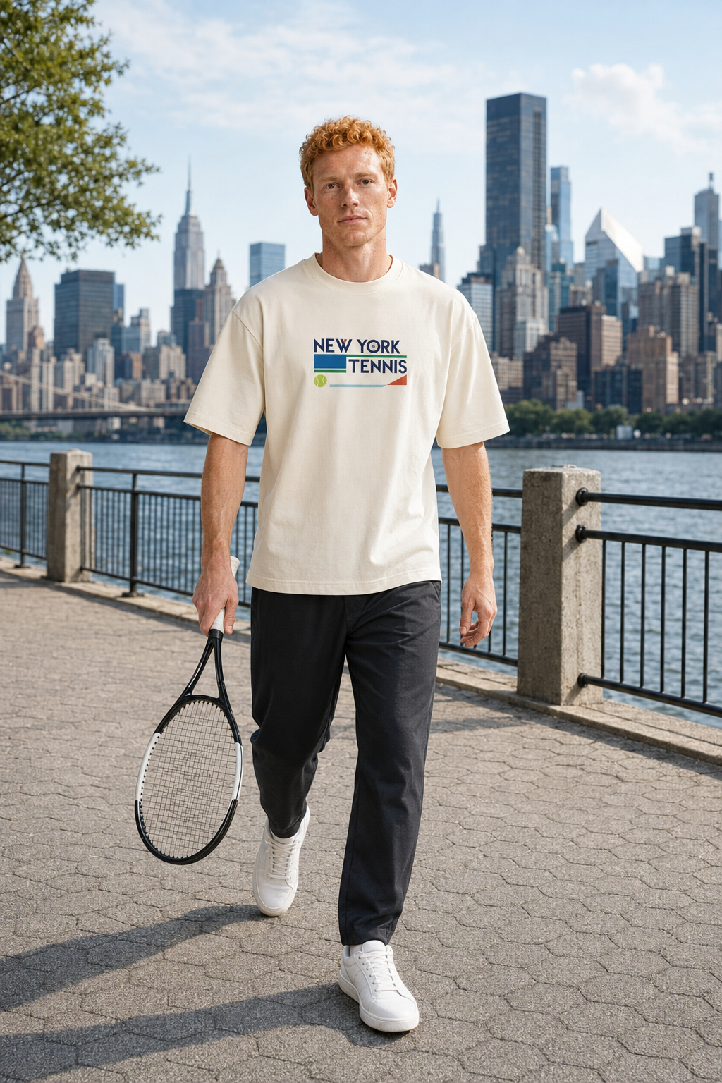T-shirt New York Tennis Monumental 35. design textile unisexe [color:natural] [view:front]
