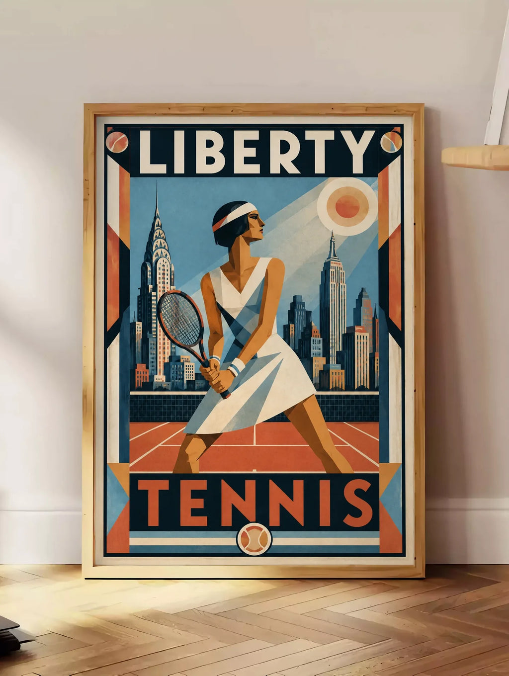 Affiche New York Tennis Femme panorama new-yorkais prêt Pose, affiche Art déco de tennis new-yorkaise