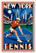 Affiche New York Tennis New York Tennis Homme slice bas, affiche Art déco de tennis new-yorkaise