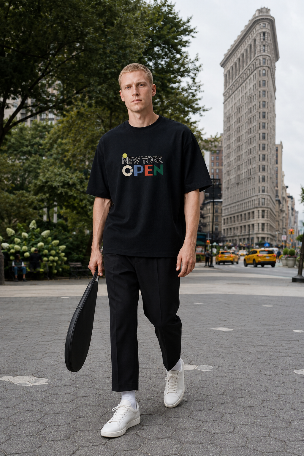 T-shirt New York Tennis Monumental 33. design textile unisexe [color:black] [view:front]