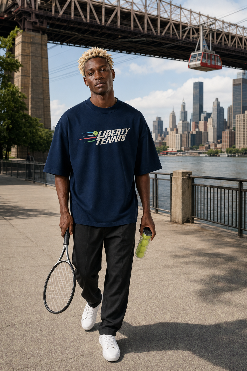 T-shirt New York Tennis Monumental 37. design textile unisexe [color:navy] [view:front]