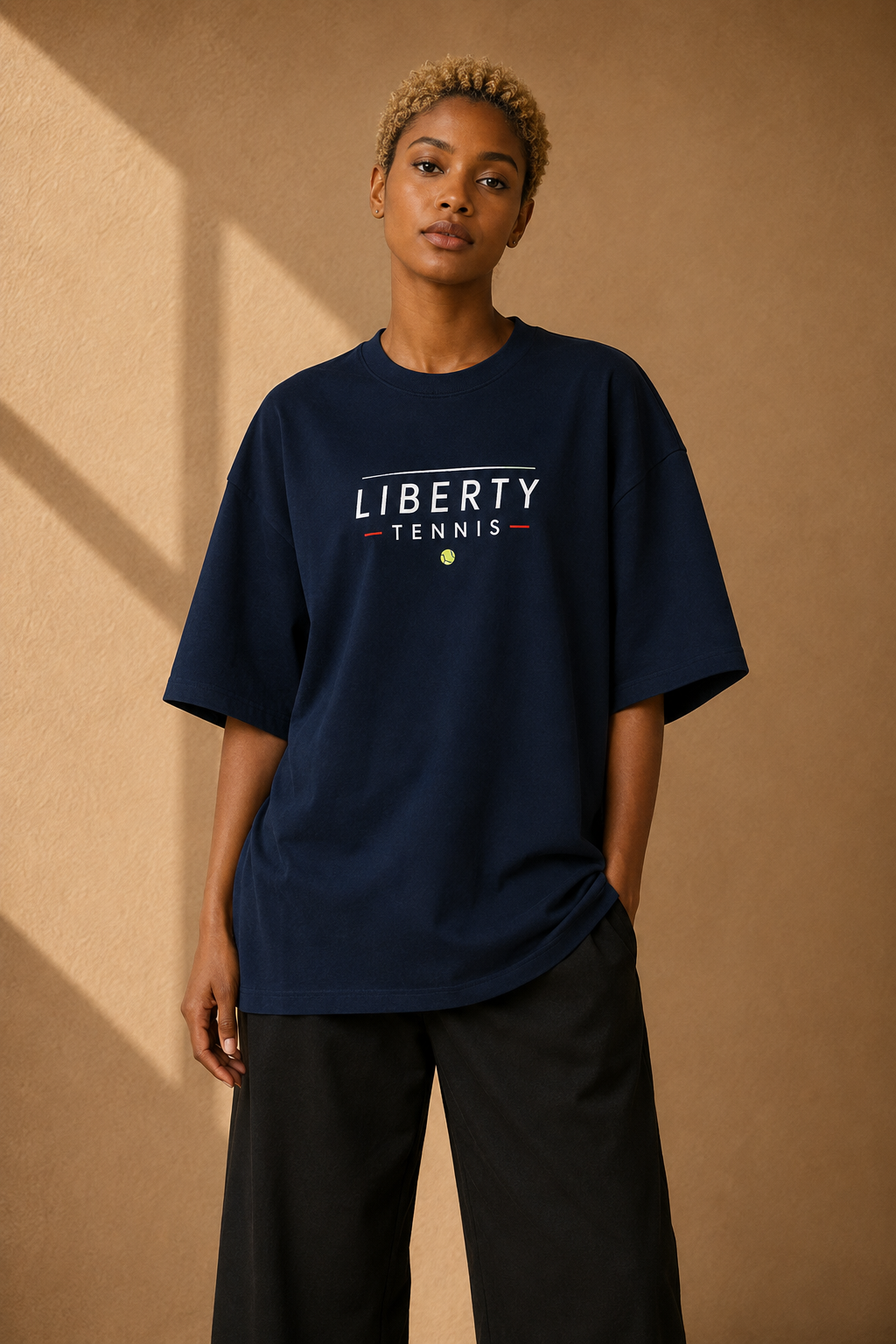 T-shirt New York Tennis Lettres espacées 24. design textile unisexe [color:navy] [view:front]