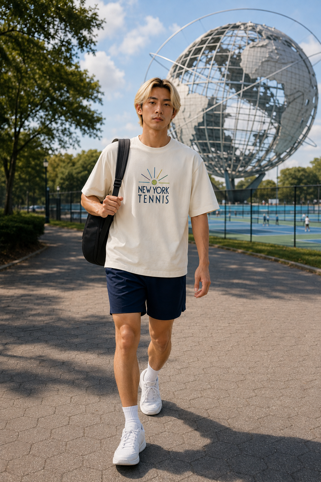 T-shirt New York Tennis Monumental 32. design textile unisexe [color:natural] [view:front]