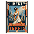 Affiche New York Tennis Femme panorama new-yorkais prêt Pose, affiche Art déco de tennis new-yorkaise