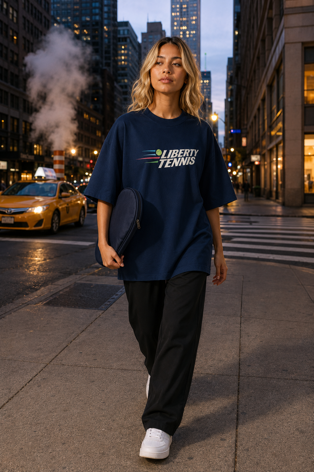 T-shirt New York Tennis Monumental 37. design textile unisexe [color:navy] [view:front]
