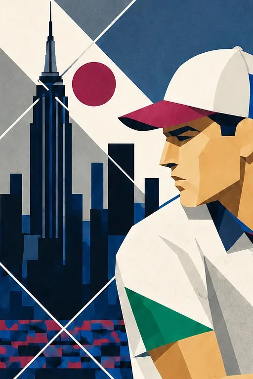 Affiche New York Tennis New York Male Art Deco Coiled revers, affiche Art déco de tennis new-yorkaise