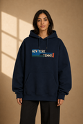Sweat à capuche New York Tennis Escaliers 12. design textile unisexe [color:navy] [view:front]