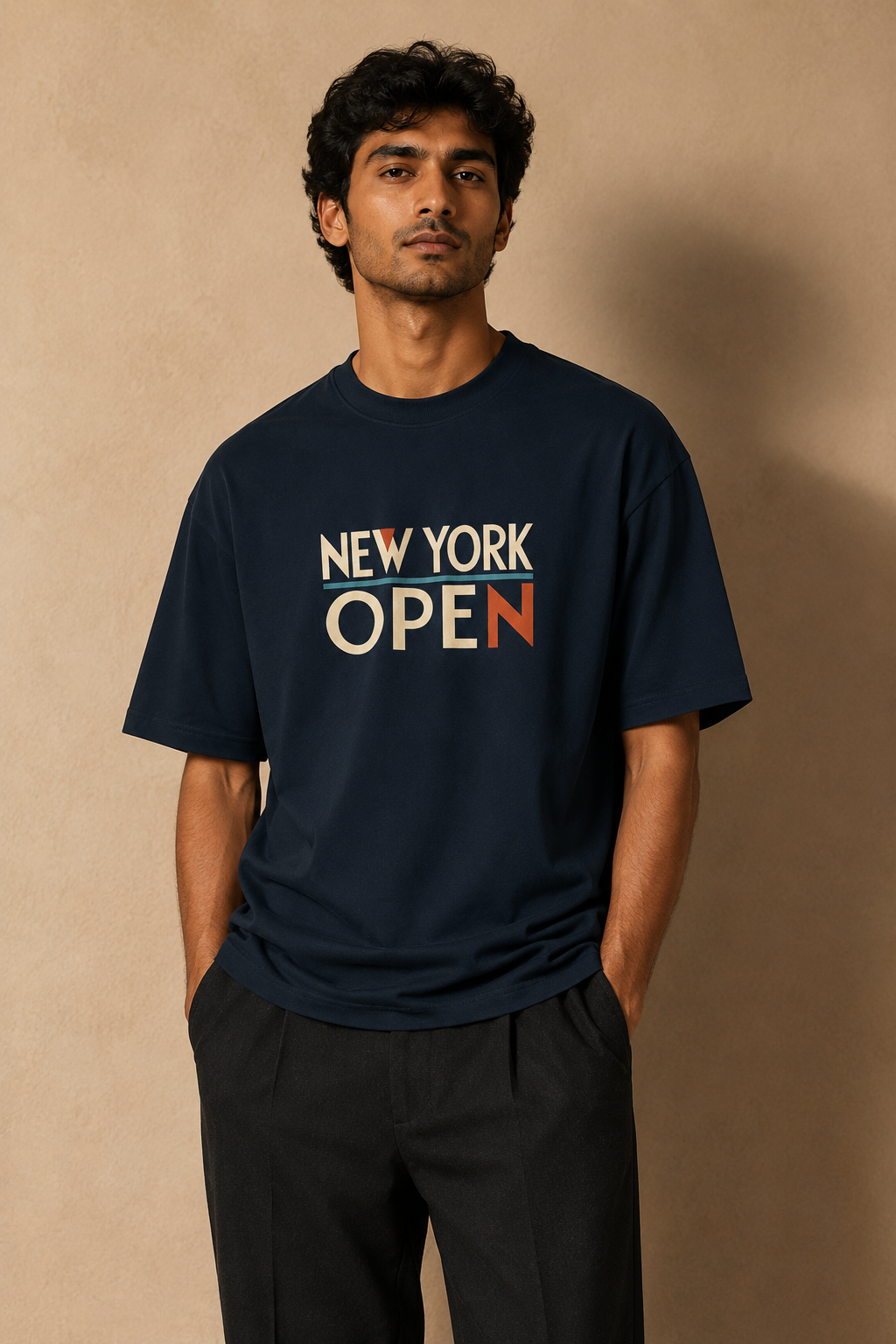 T-shirt New York Tennis Monumental 18. design textile unisexe [color:navy] [view:front]