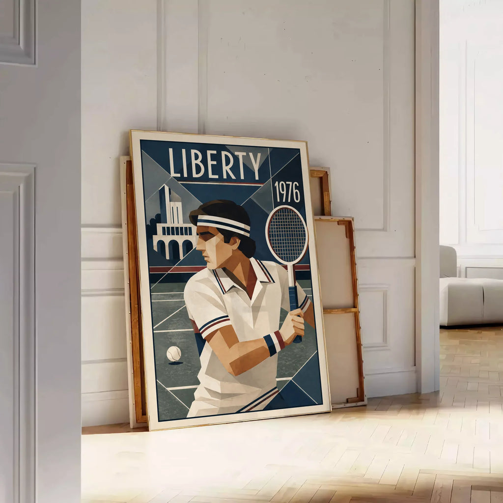 Affiche New York Tennis Liberty Tennis 1976 Har-Tru prêt, affiche Art déco de tennis new-yorkaise