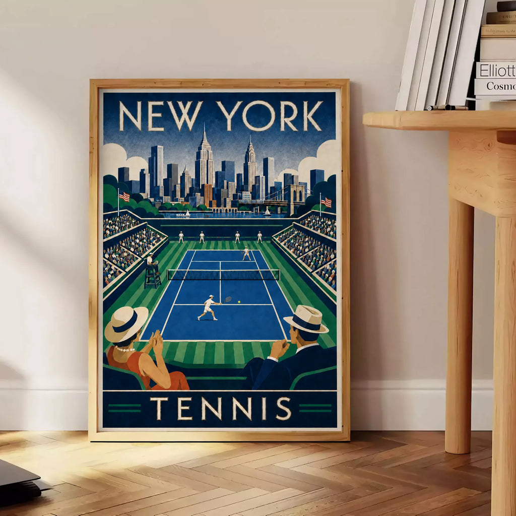 Affiche New York Tennis New York Tennis Stadium Court View, affiche Art déco de tennis new-yorkaise