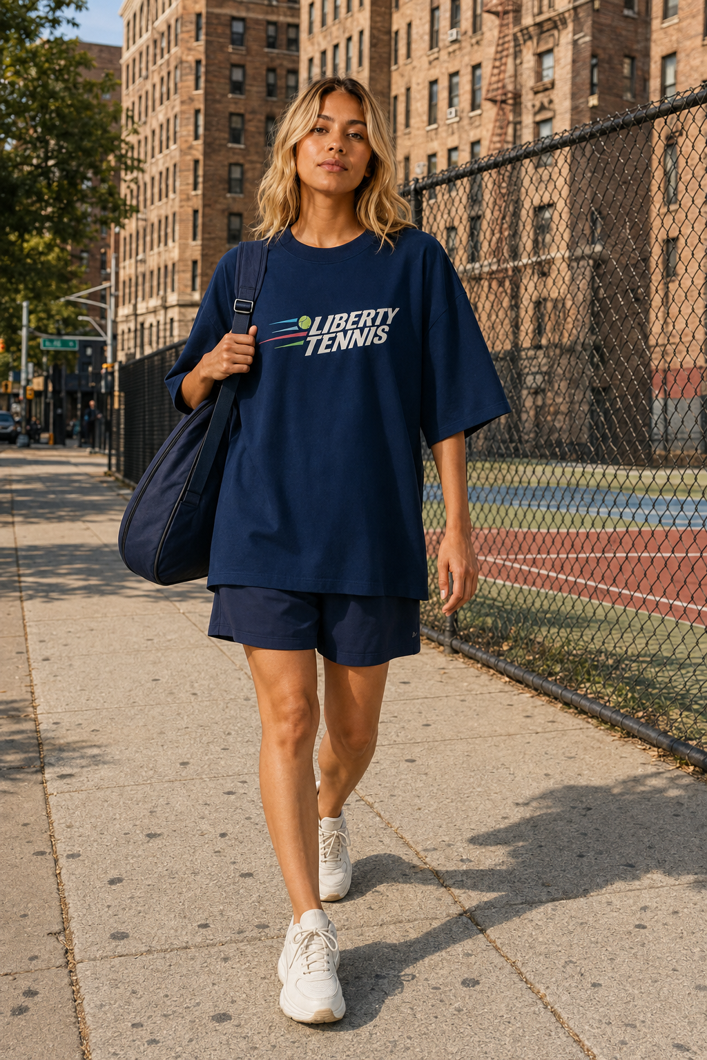 T-shirt New York Tennis Monumental 37. design textile unisexe [color:navy] [view:front]