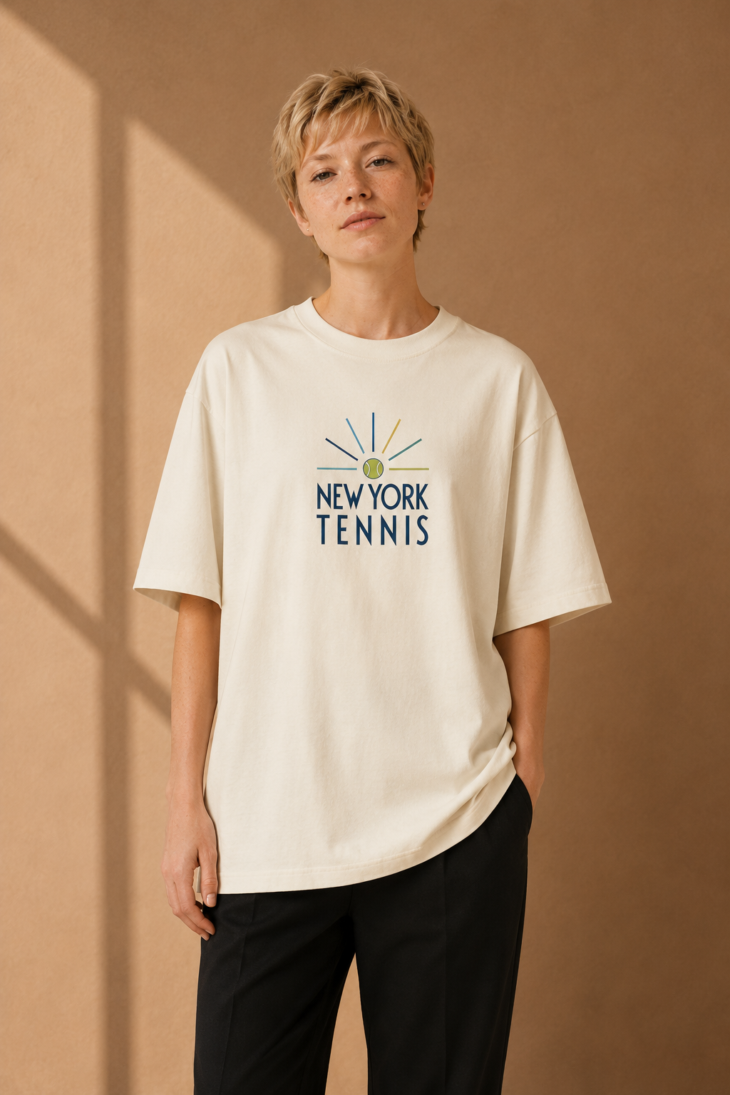T-shirt New York Tennis Monumental 32. design textile unisexe [color:natural] [view:front]