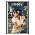 Affiche New York Tennis Liberty Tennis 1976 Har-Tru prêt, affiche Art déco de tennis new-yorkaise