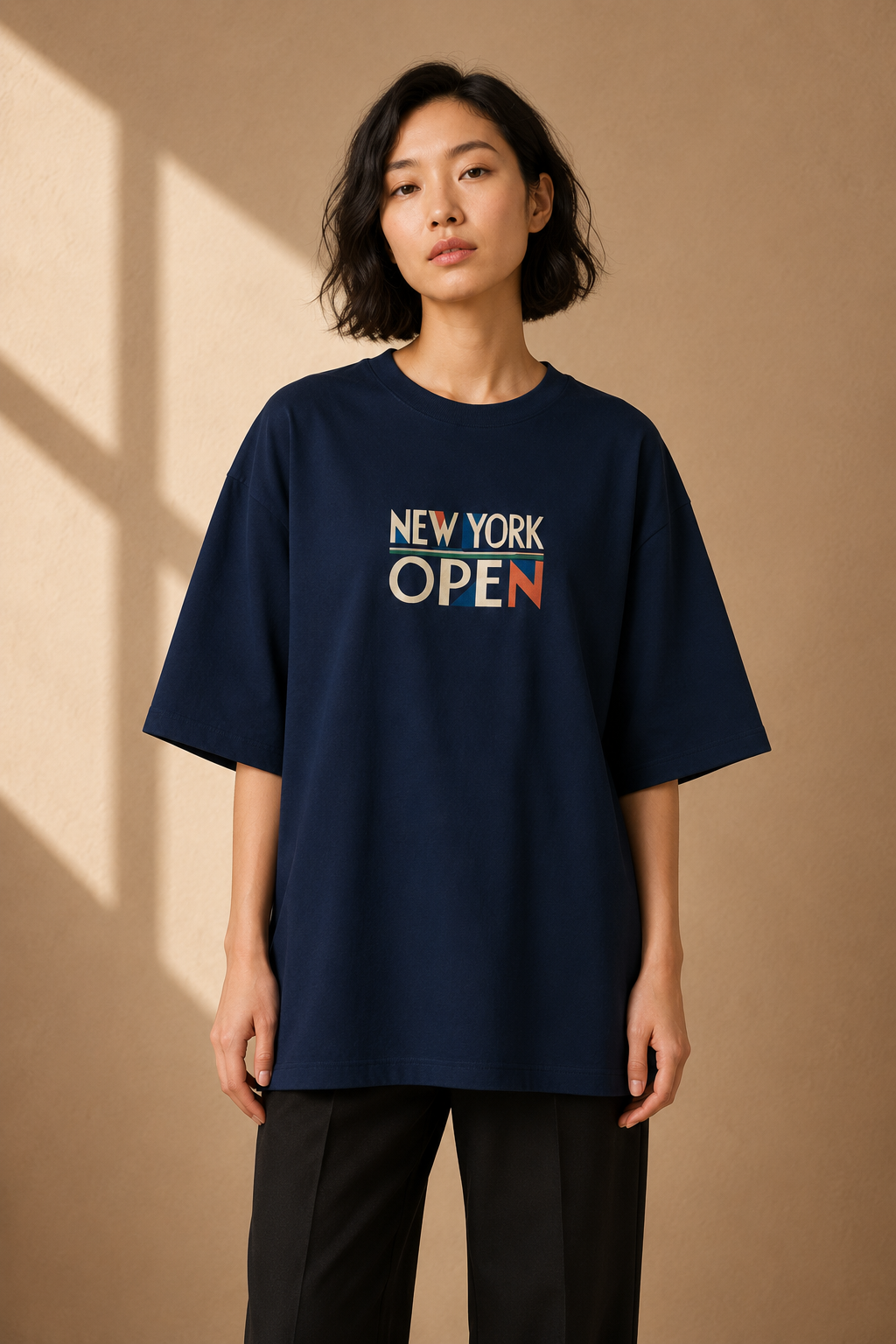 T-shirt New York Tennis Monumental 20. design textile unisexe [color:navy] [view:front]