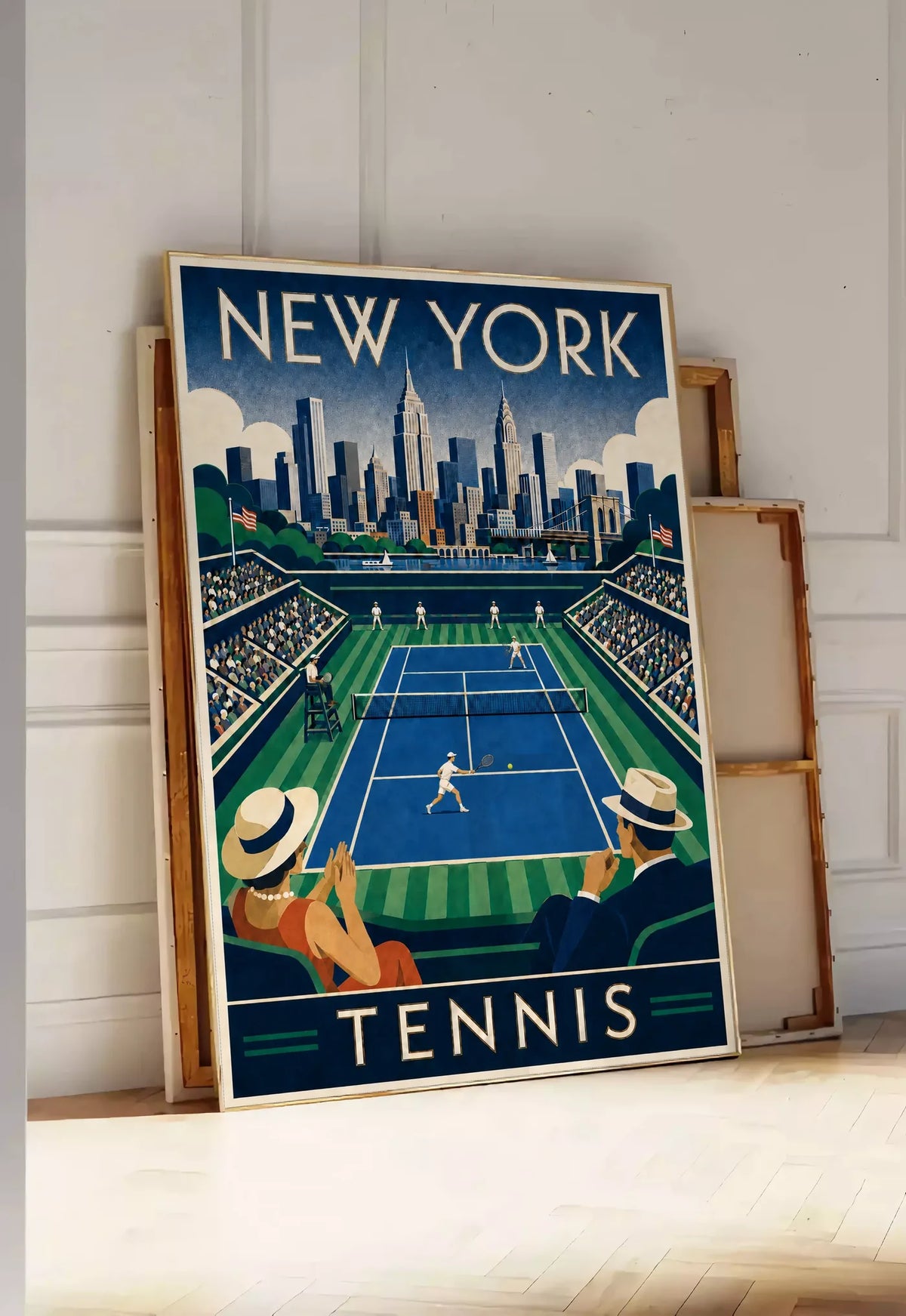 Affiche New York Tennis New York Tennis Stadium Court View, affiche Art déco de tennis new-yorkaise