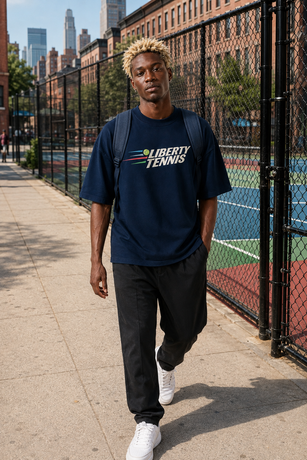 T-shirt New York Tennis Monumental 37. design textile unisexe [color:navy] [view:front]