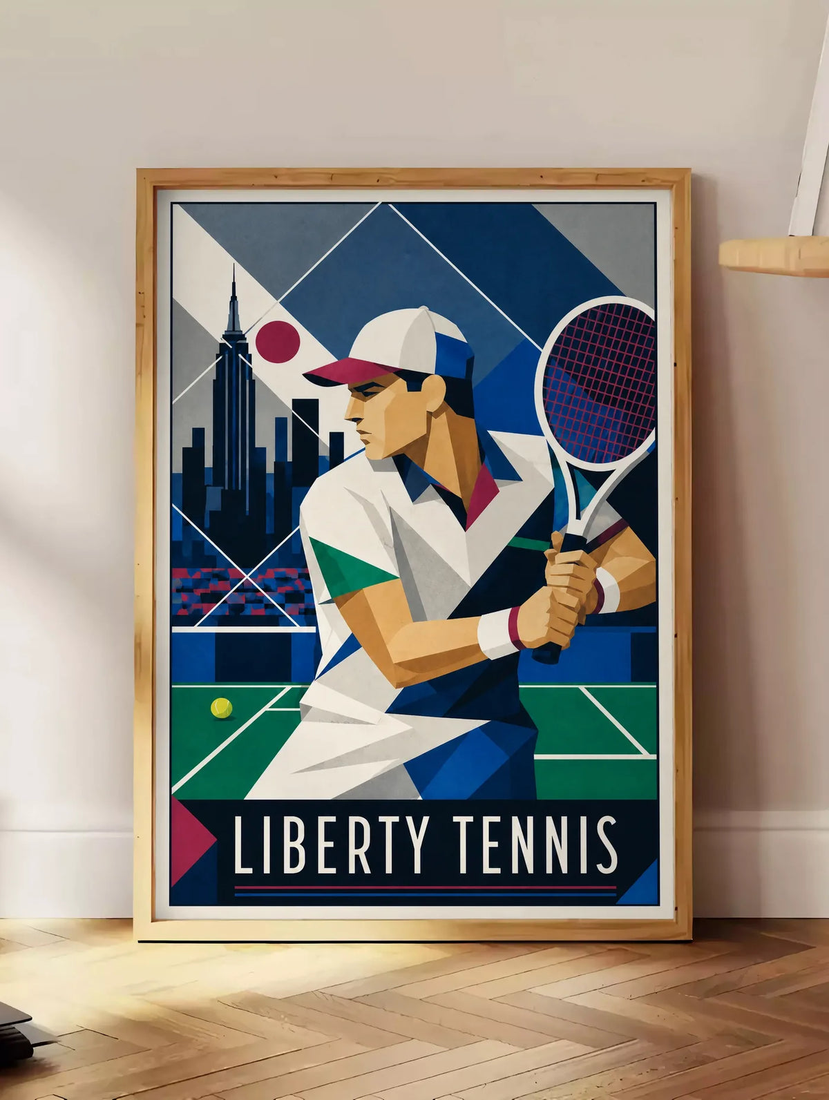 Affiche New York Tennis New York Male Art Deco Coiled revers, affiche Art déco de tennis new-yorkaise