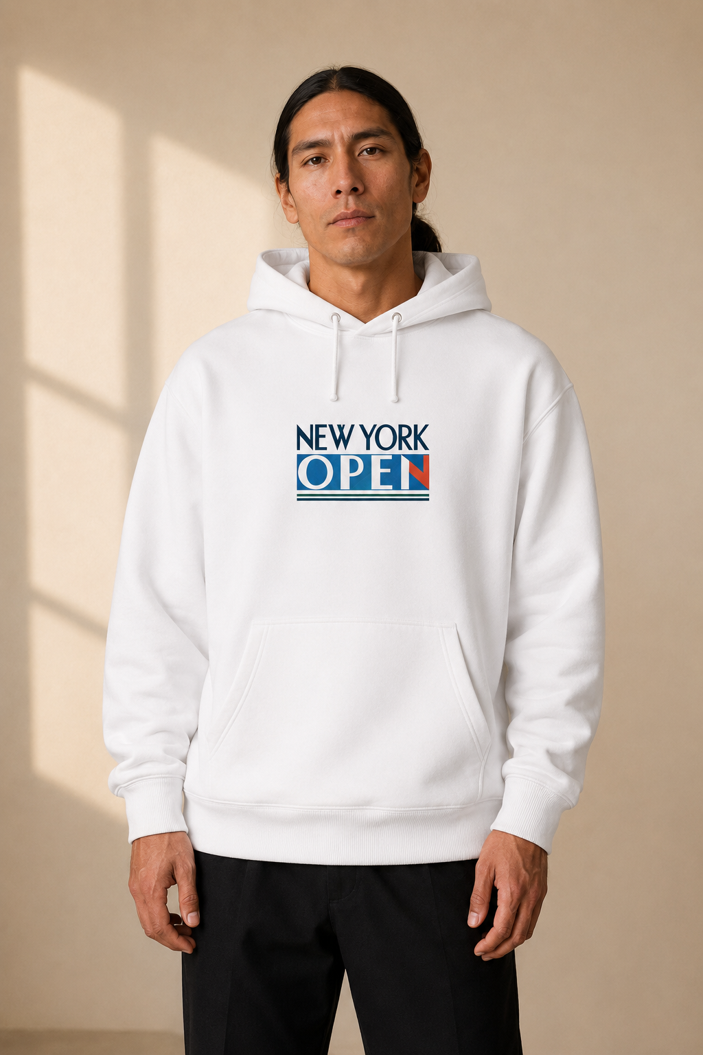 Sweat à capuche New York Tennis Monumental 14. design textile unisexe [color:white] [view:front]