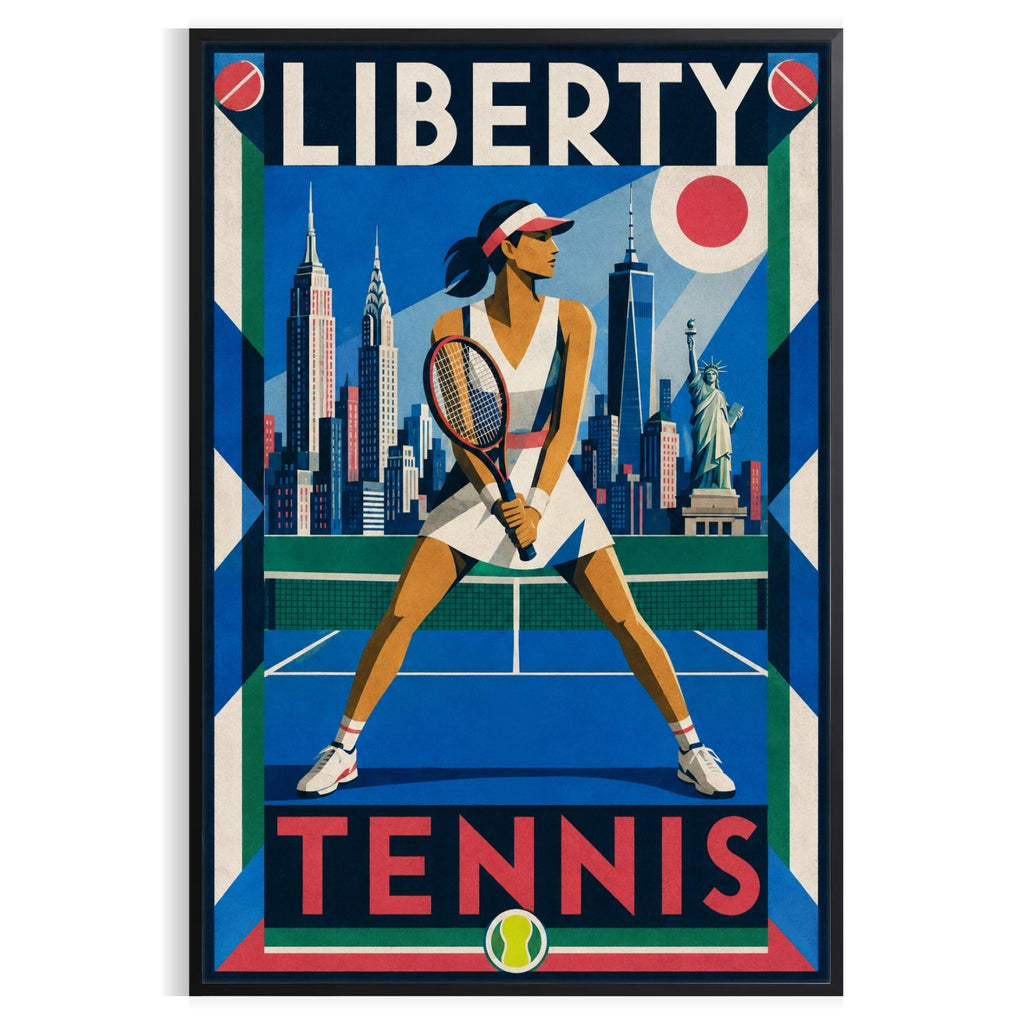 Affiche New York Tennis New York Tennis Femme prêt Pose, affiche Art déco de tennis new-yorkaise