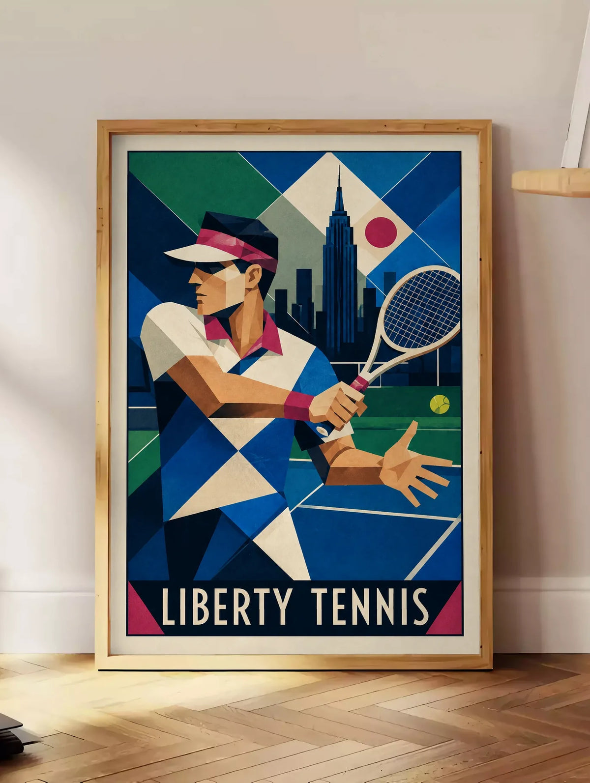 Affiche New York Tennis Art Deco Homme Forehand Followthrough, affiche Art déco de tennis new-yorkaise