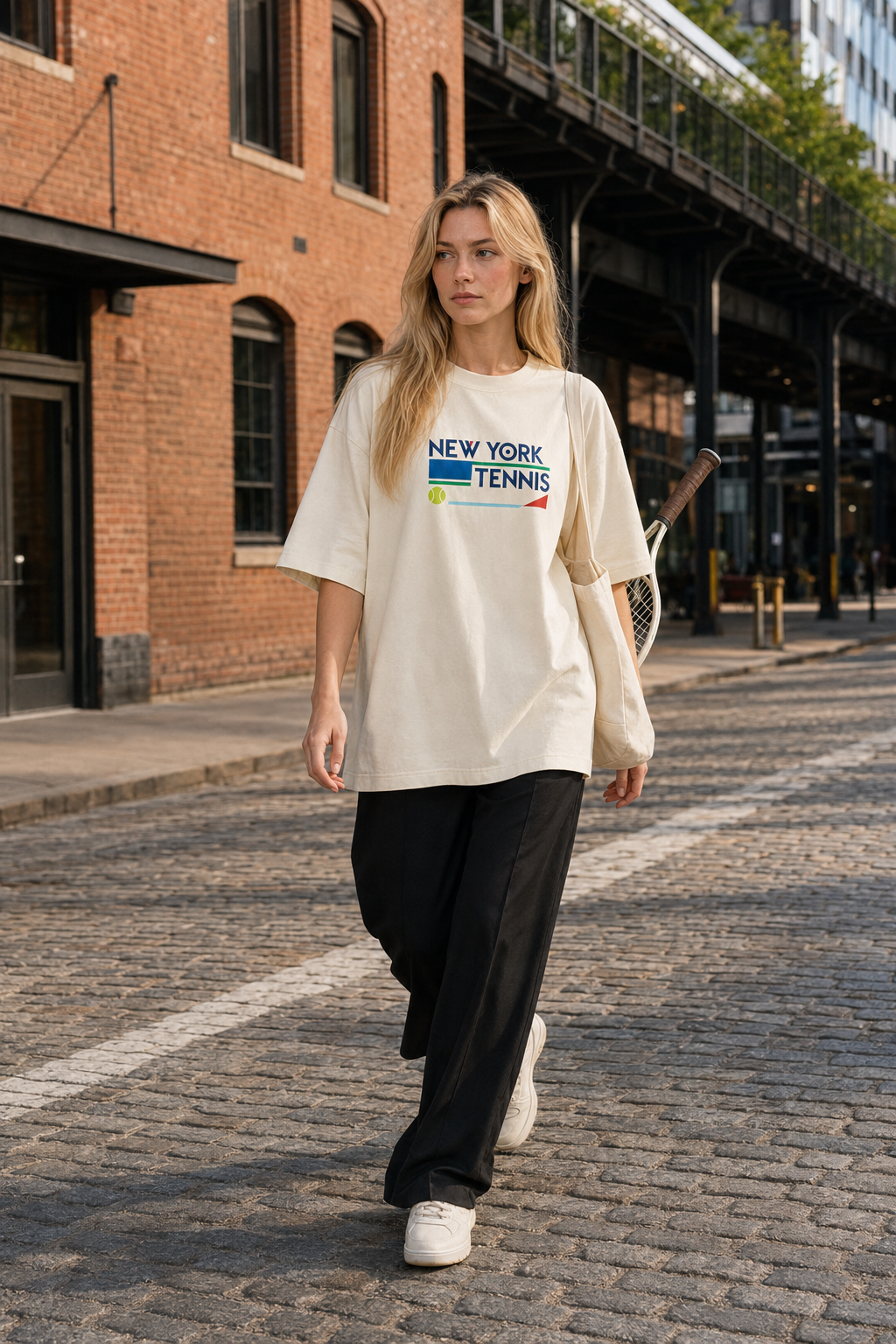 T-shirt New York Tennis Monumental 35. design textile unisexe [color:natural] [view:front]