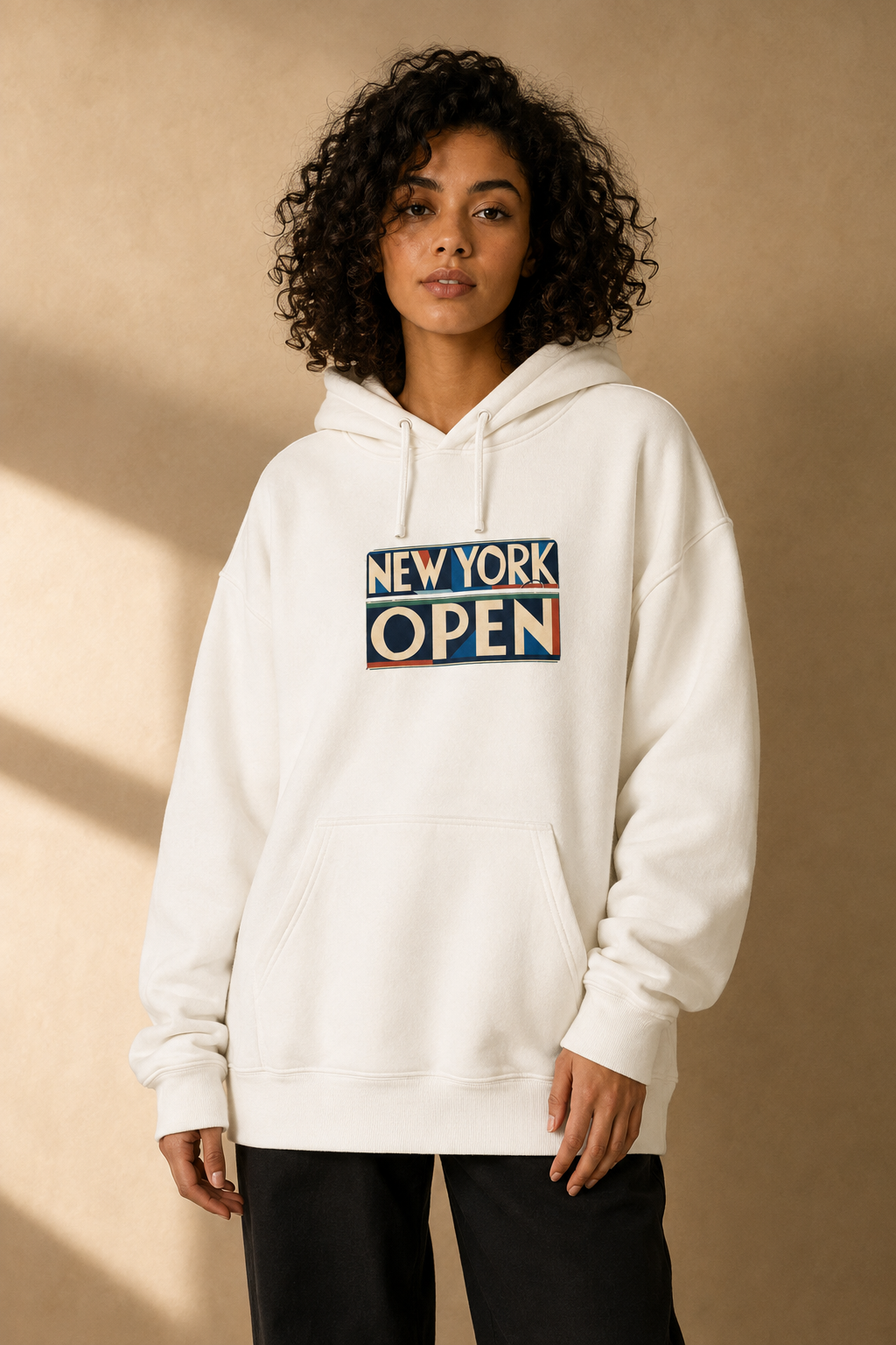 Sweat à capuche New York Tennis Monumental 45. design textile unisexe [color:white] [view:front]