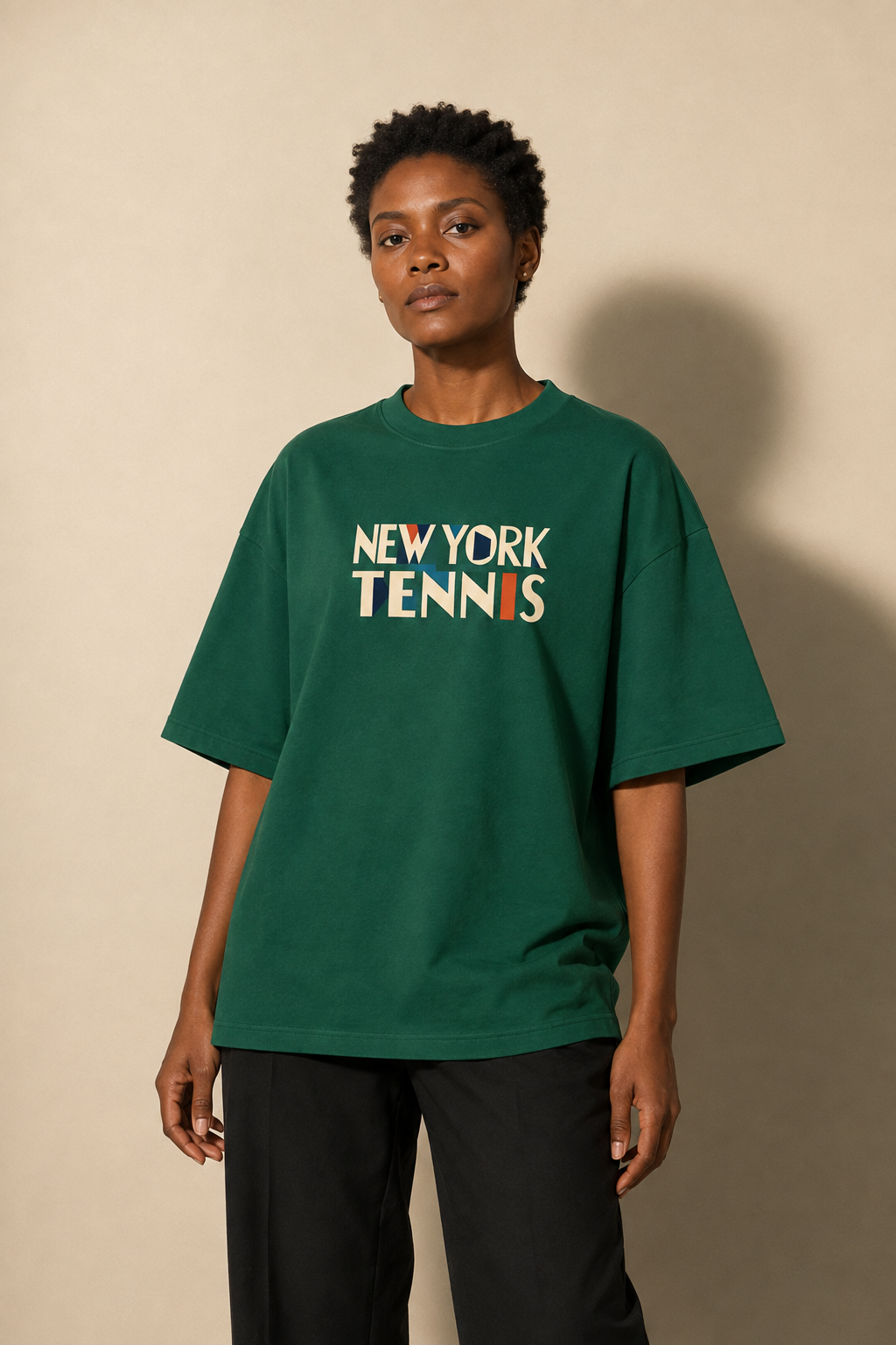 T-shirt New York Tennis Monumental 48. design textile unisexe [color:green] [view:front]