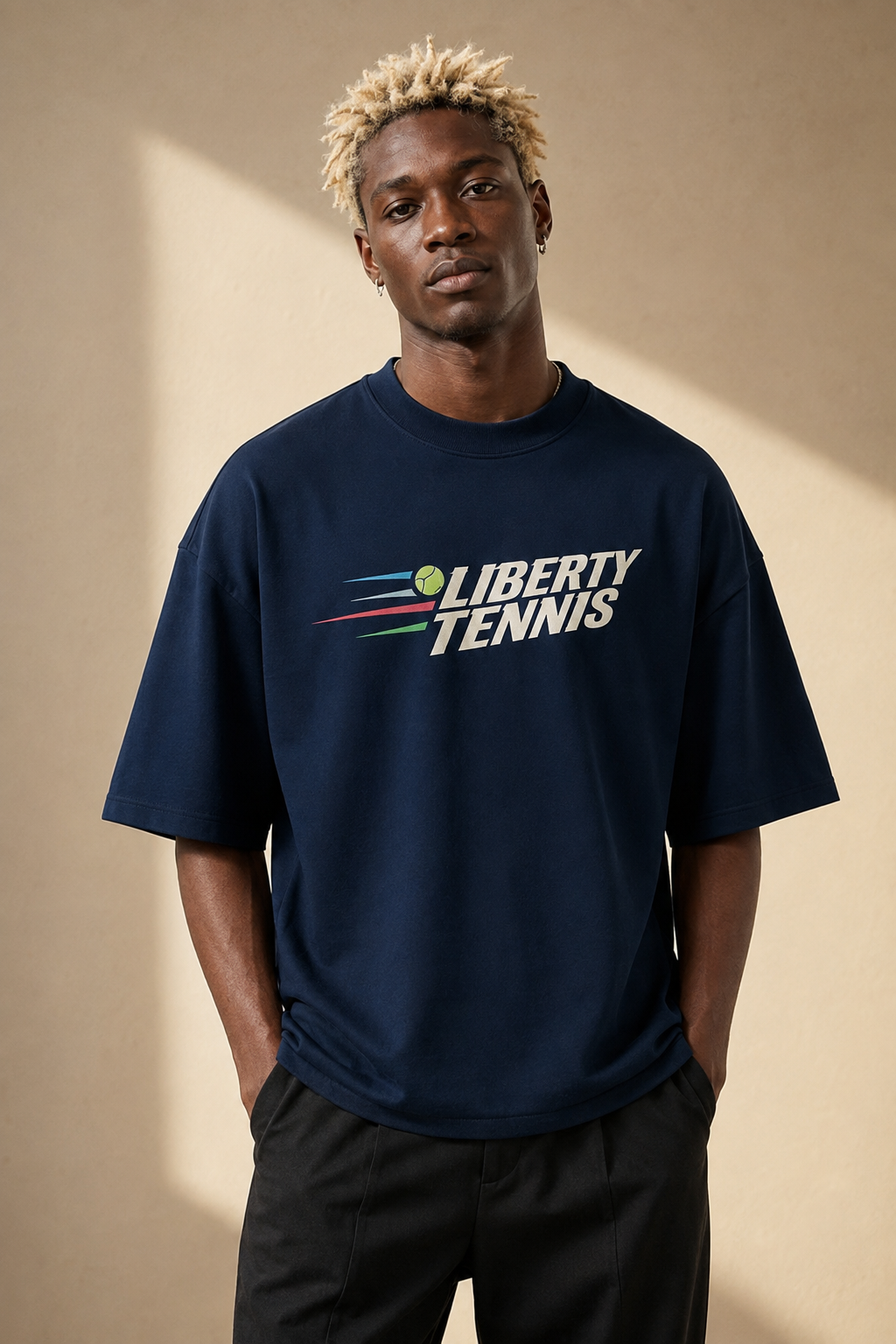 T-shirt New York Tennis Monumental 37. design textile unisexe [color:navy] [view:front]