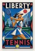 Affiche New York Tennis New York Tennis Femme revers Finish, affiche Art déco de tennis new-yorkaise